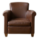 Vintage 1950s armchair in brown faux leather.