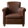 Vintage 1950s armchair in brown faux leather.