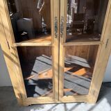 Glass cabinet or display case in pine 1950