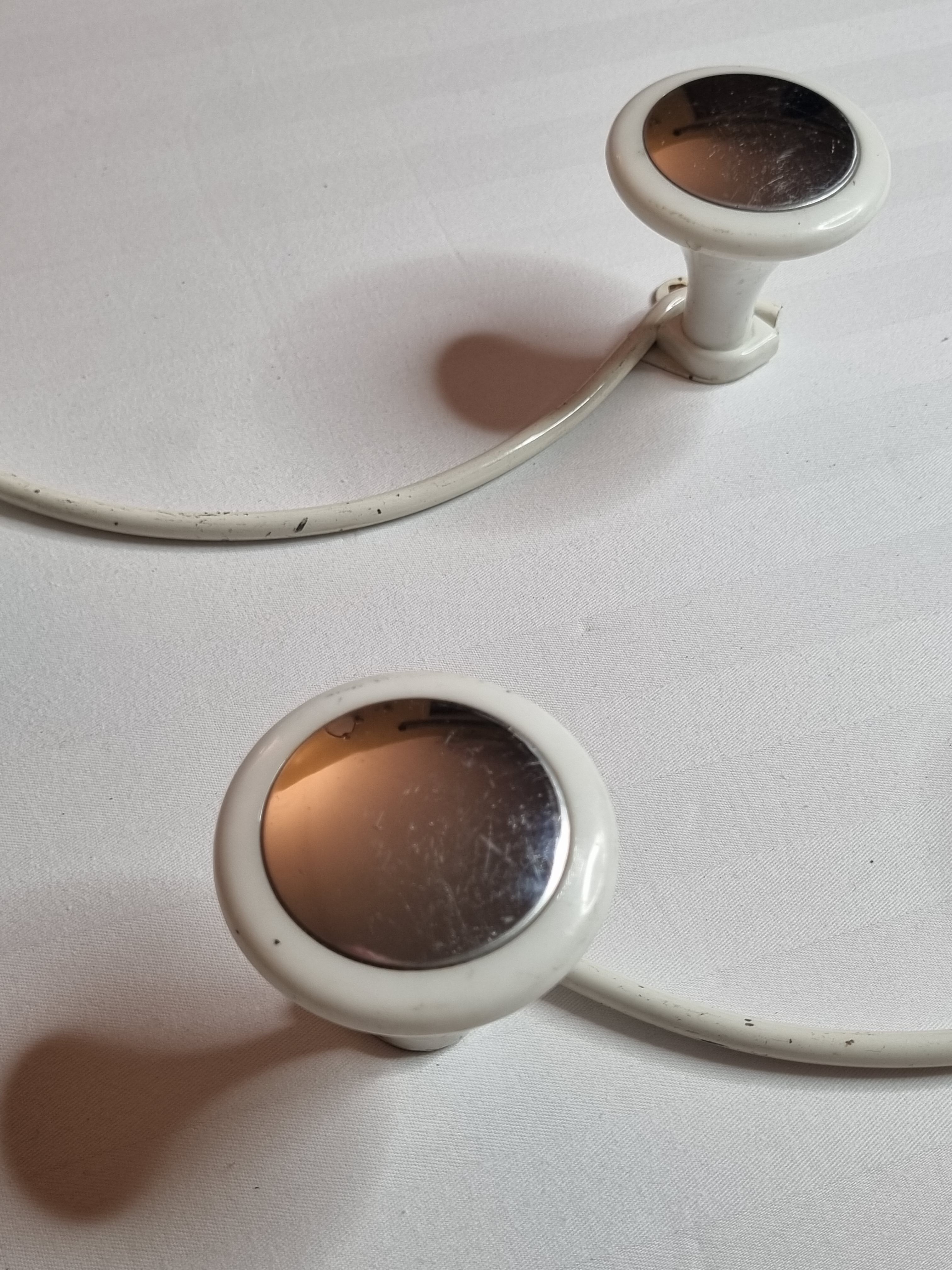 Pair of vintage, white and silver coat racks, 60s