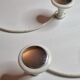 Pair of vintage coat hooks, white and silver, 1960s.