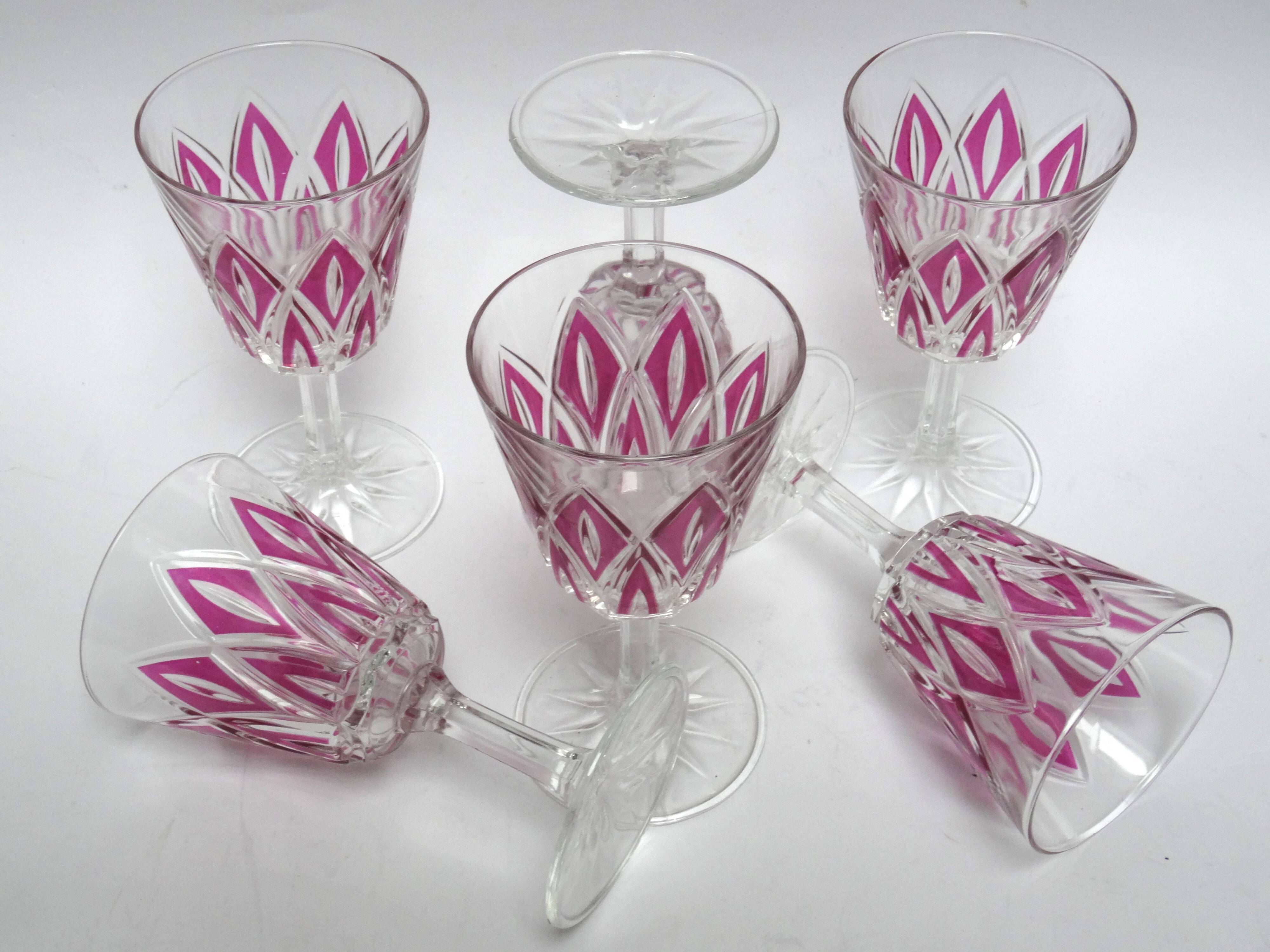 6 red wine glasses VMC Reims Harlequin