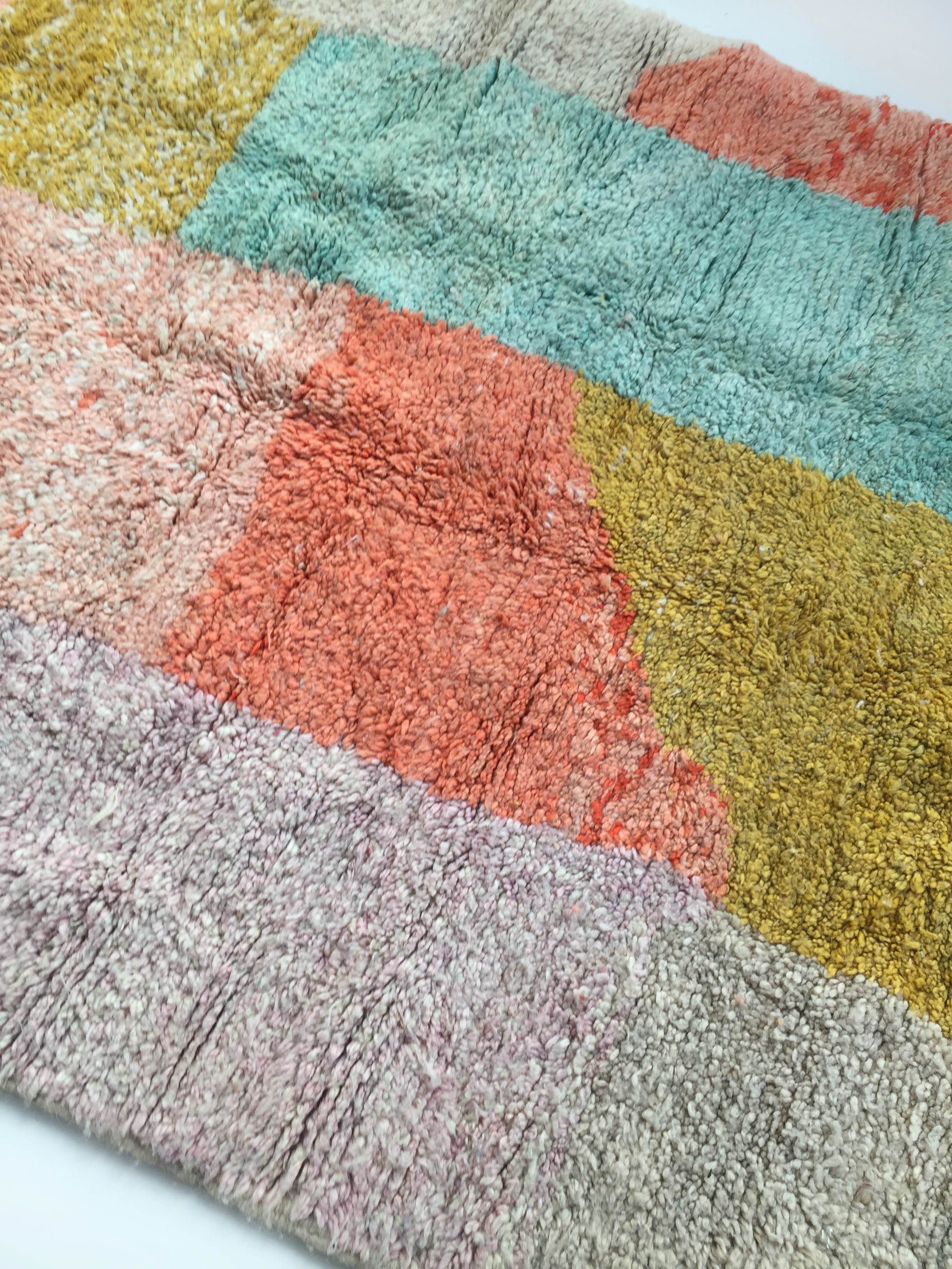 Moroccan Berber carpet Boujaad with colorful flats 243x140cm