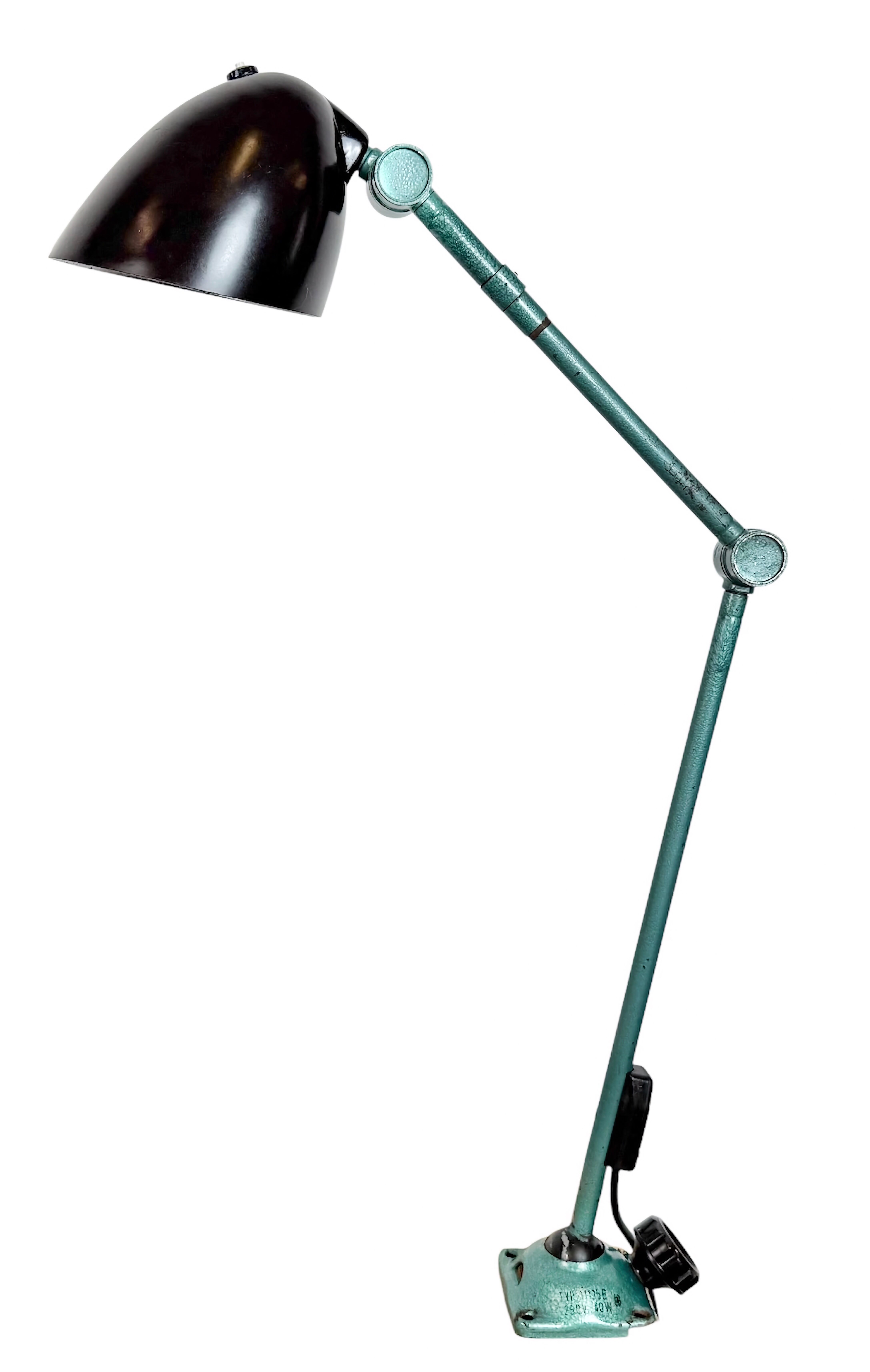 Large Green Industrial Workshop Table Lamp, 1960s