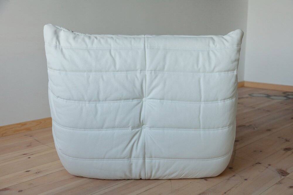 White leather Togo lounge chair by Michel Ducaroy for Ligne Roset