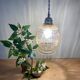 Vintage globe pendant light in bubbled amber glass