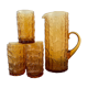 Orangeade service in amber glass 8 glasses and their pitcher