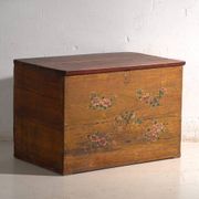 Antique Chinese chest with painted flowers in elm – China, circa 1900