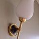 Paire d'appliques opaline et laiton 1950
