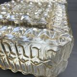 2 square ceiling lights in amber glass, 70s-80s
