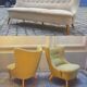 Sofa sofa and 2 armchairs chauffeurs flesh years Wing 50 vintage