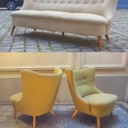 Sofa sofa and 2 armchairs chauffeurs flesh years Wing 50 vintage