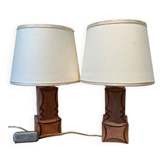 2 Handmade Ceramic Bedside Lamps Italy Unique Piece Studio D