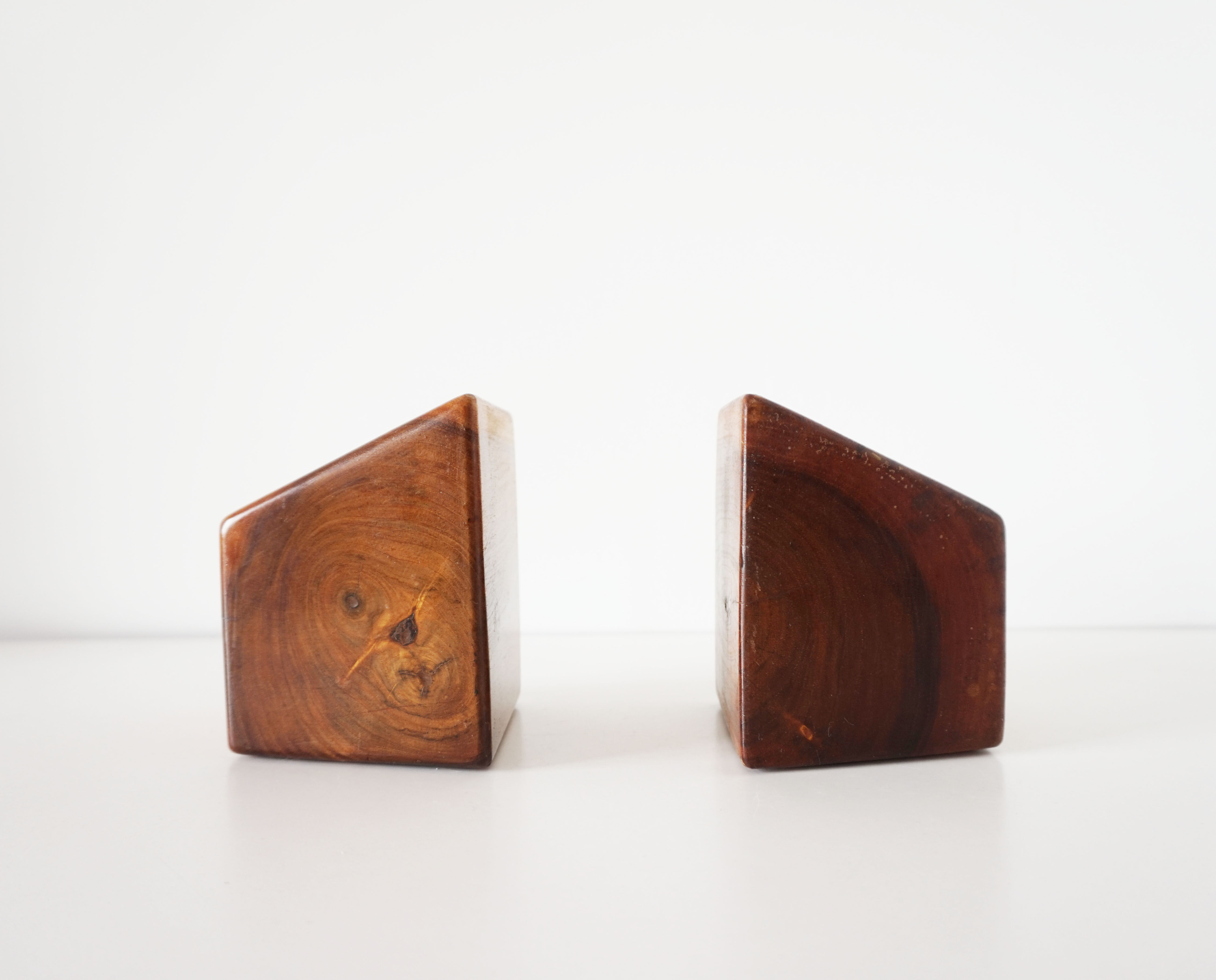 Vintage solid wood bookends