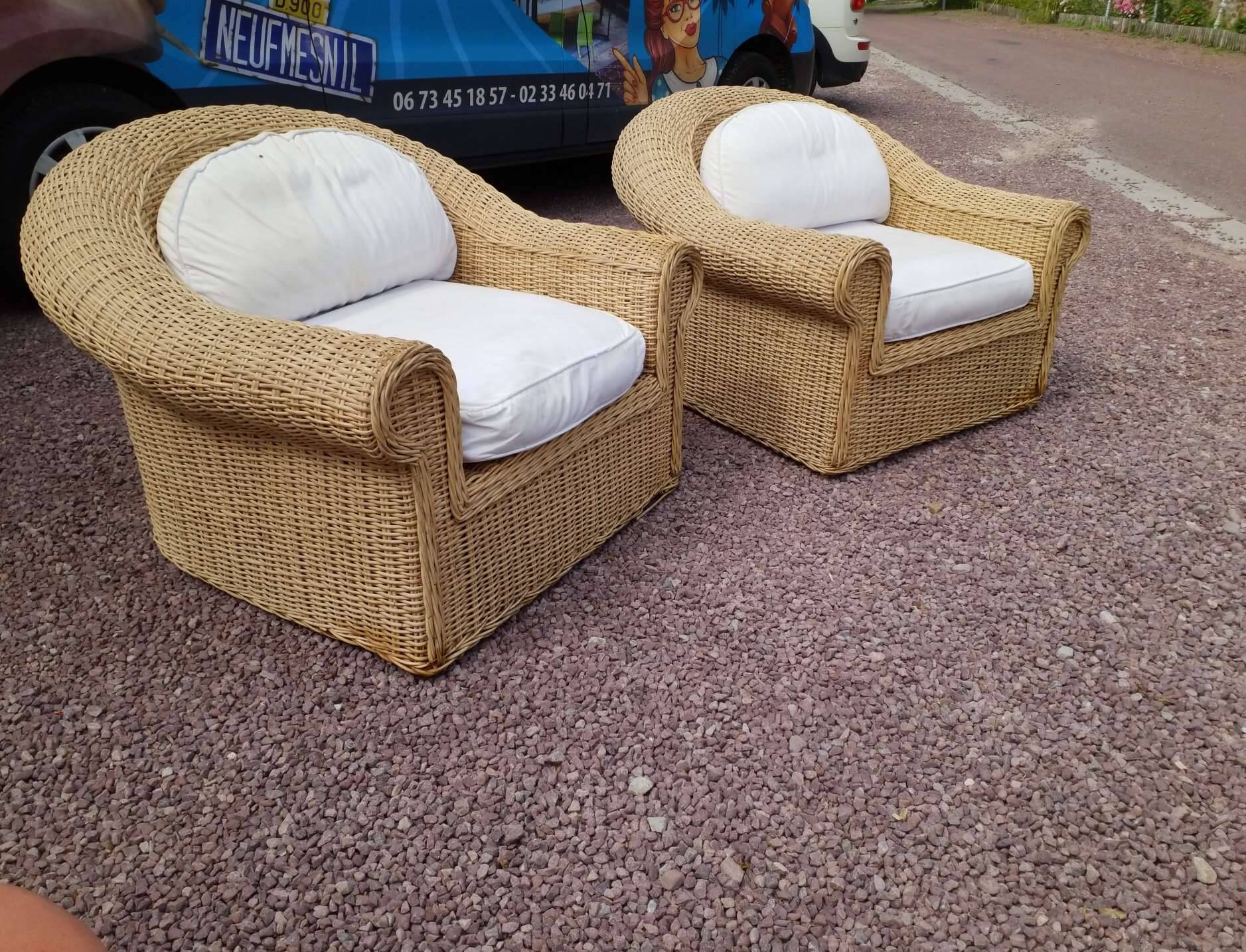 Rattan armchairs
