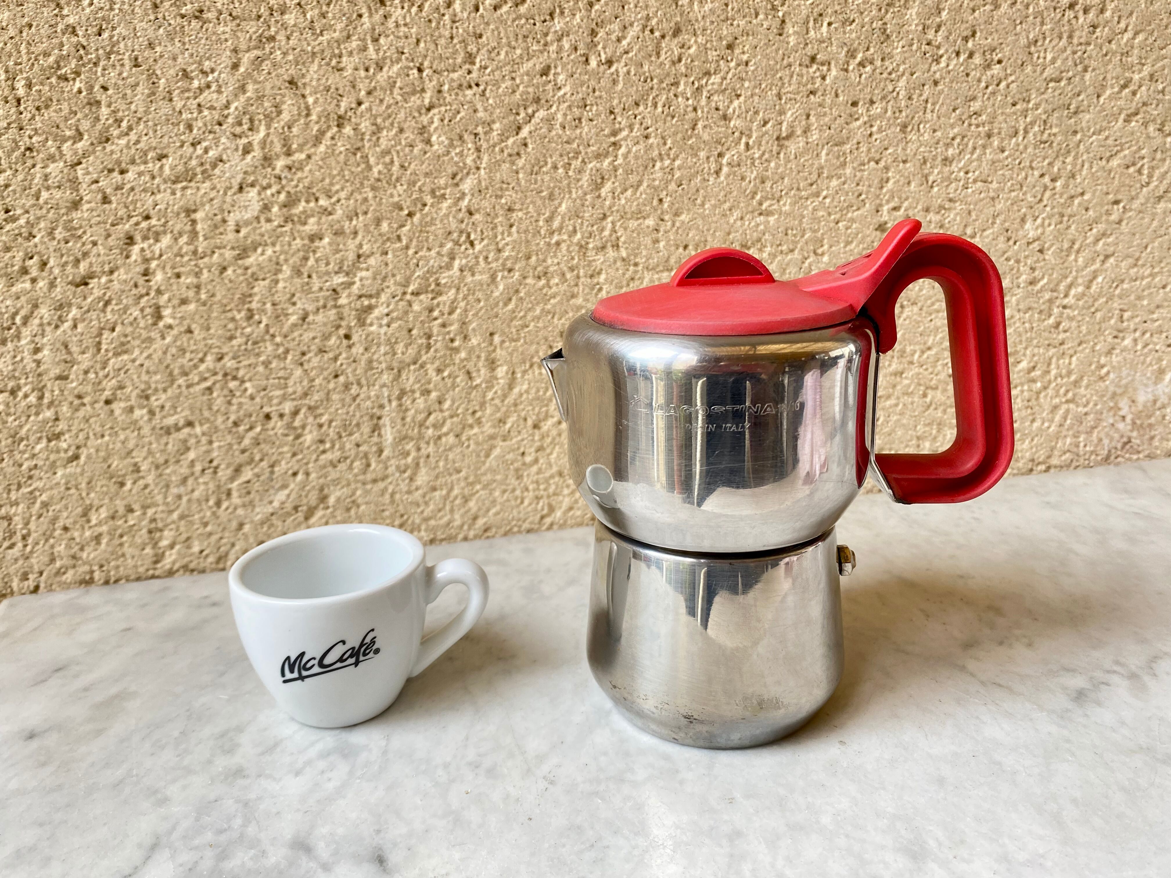 Italian coffee maker 3 cups lagostina vintage 60s design streamline stainless steel 18/10