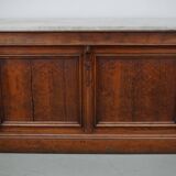 Antique French Pitch Pine & Marble Shop Counter Cabinet / Kitchen Island, 1