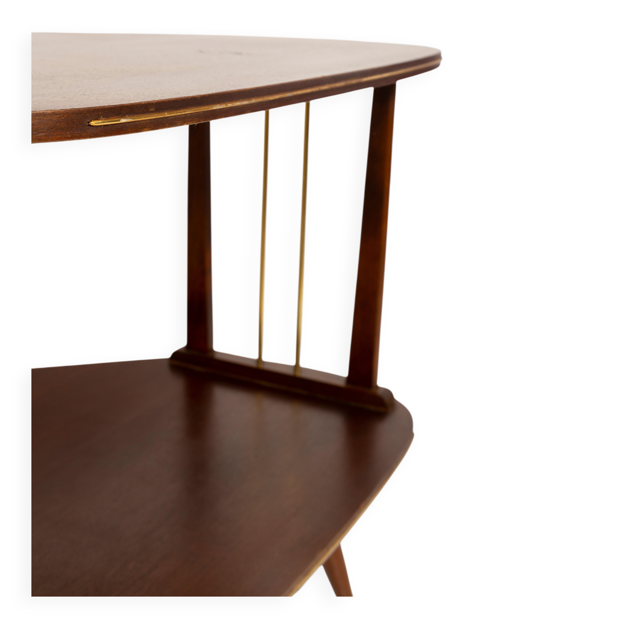 Vintage Mid-Century Modern beech wood TV side table, Poland, 1960s