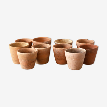 10 pots à semis anciens en terre cuite  7/8 cm