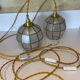 2 lampes baladeuses globes abats-jour nacre et laiton doré vintage