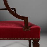Empire‑Style Armchairs in Wood and Red Velvet, Belgium ca. 195