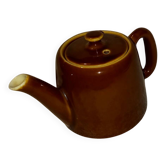 Théière années 60 vintage céramique émaillée marron chocolat