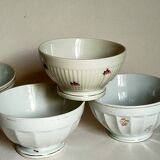 Five matching antique porcelain and earthenware bowls
