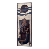 Enamelled lava plaque jean jaffeux volvic mozac ceramic 1960s mid century