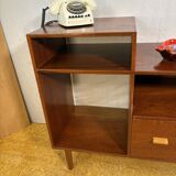 Mid Century Retro Teak Telephone Seat / Media Cabinet (Circa 1960)  A super