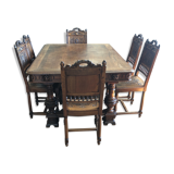 Table and 6 chairs, signed Dufin Honoré