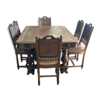 Table and 6 chairs, signed Dufin Honoré