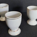 Porcelain egg cups with rooster decoration, set of three