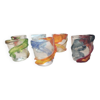 Set of 6 murano glasses 2000s