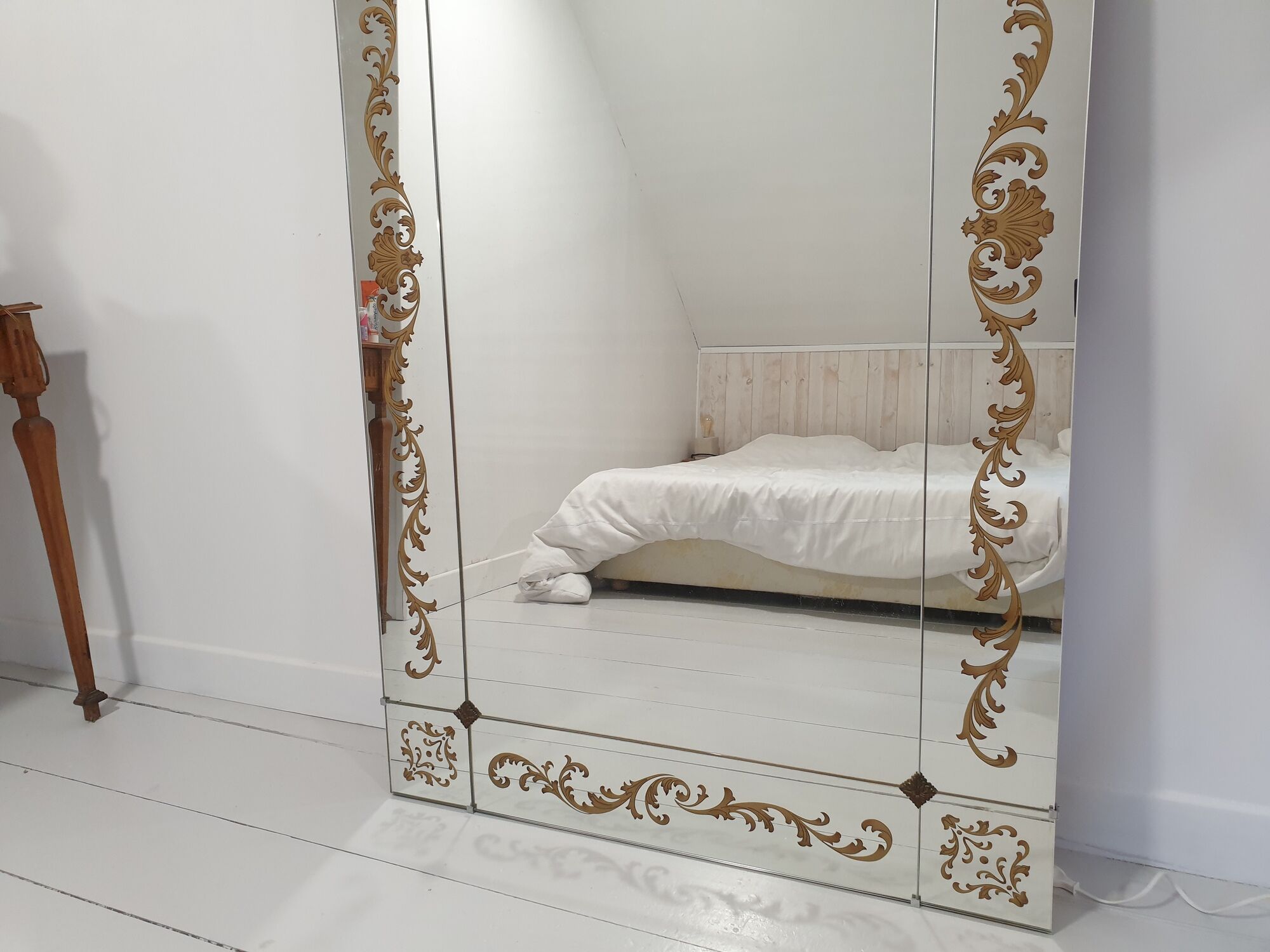 Large brasserie bistro mirror in eglomised glass