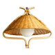 “French Riviera” rattan, metal & opaline pendant light, 1960