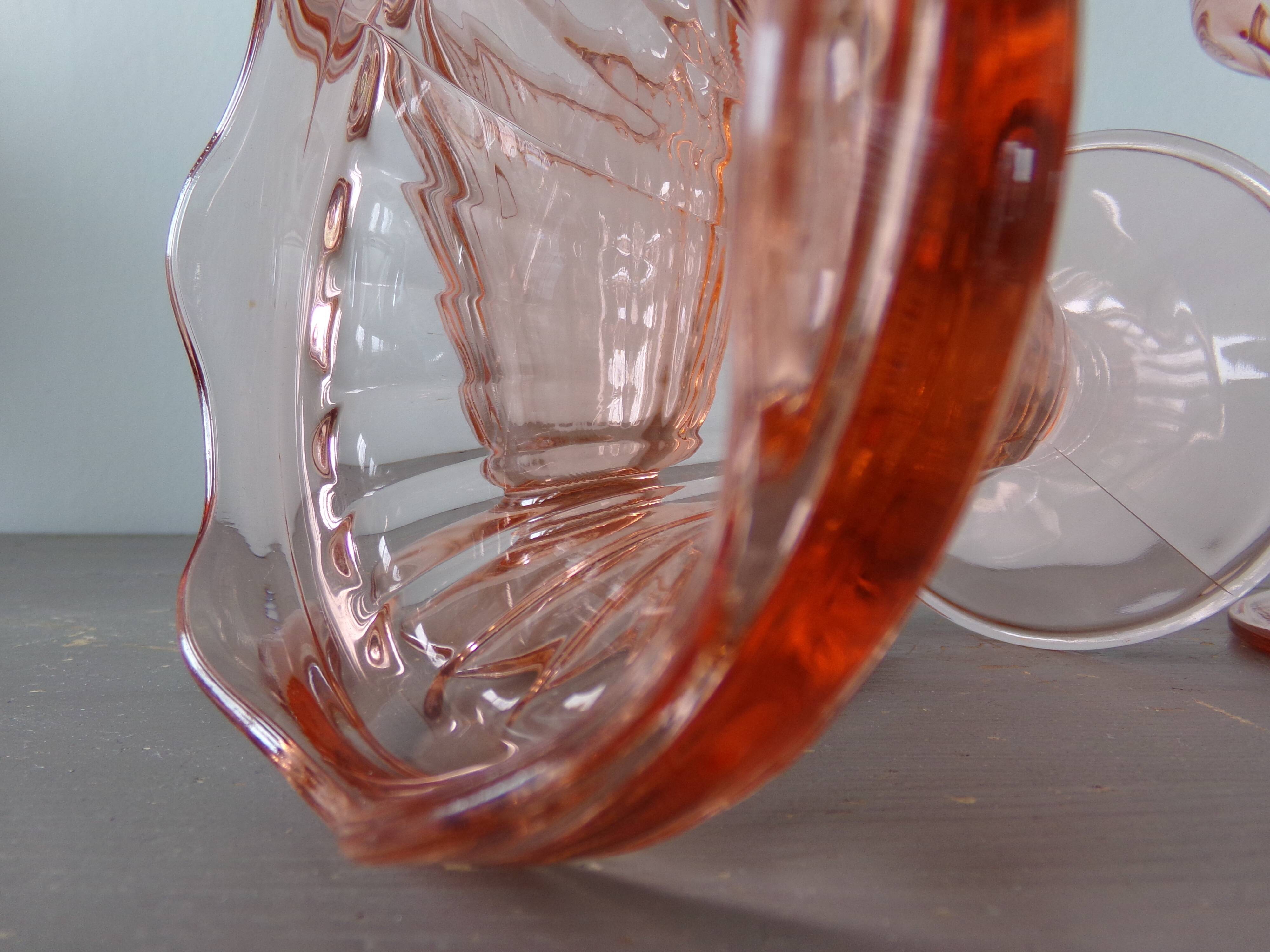 4 old ice cream cups/pink glass dessert