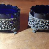Napoleon 3 crystal and gilded bronze table planters