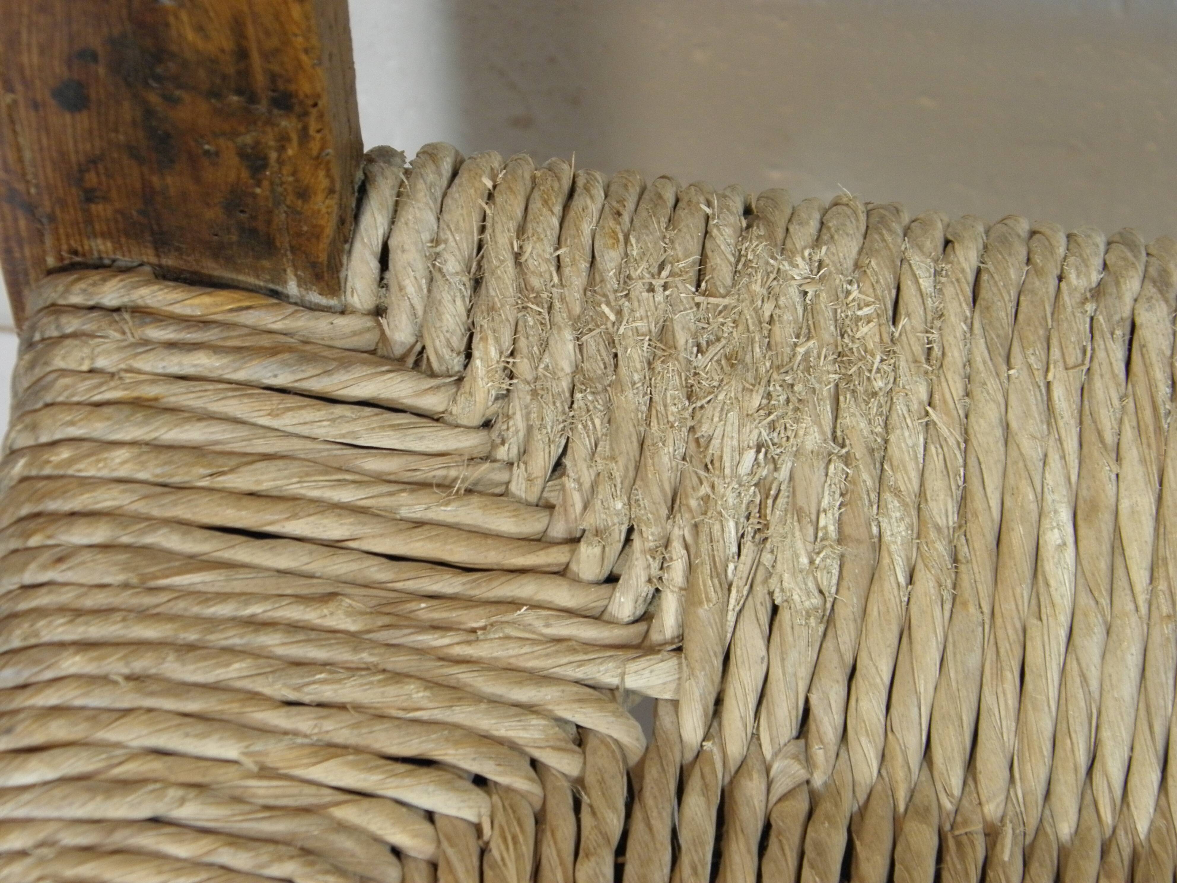 Antique wooden and straw chair, Folk Art - Spain