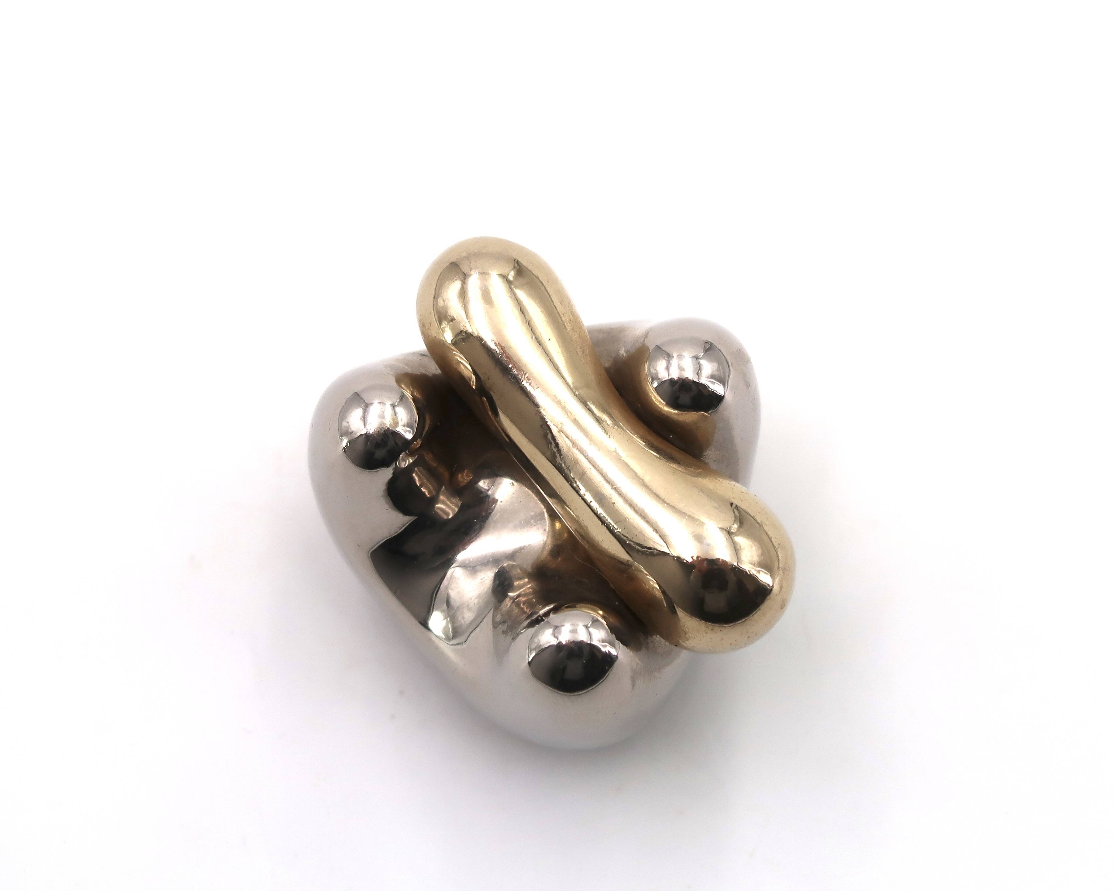 Gold and silver abstract sculpture, free form, 1970s