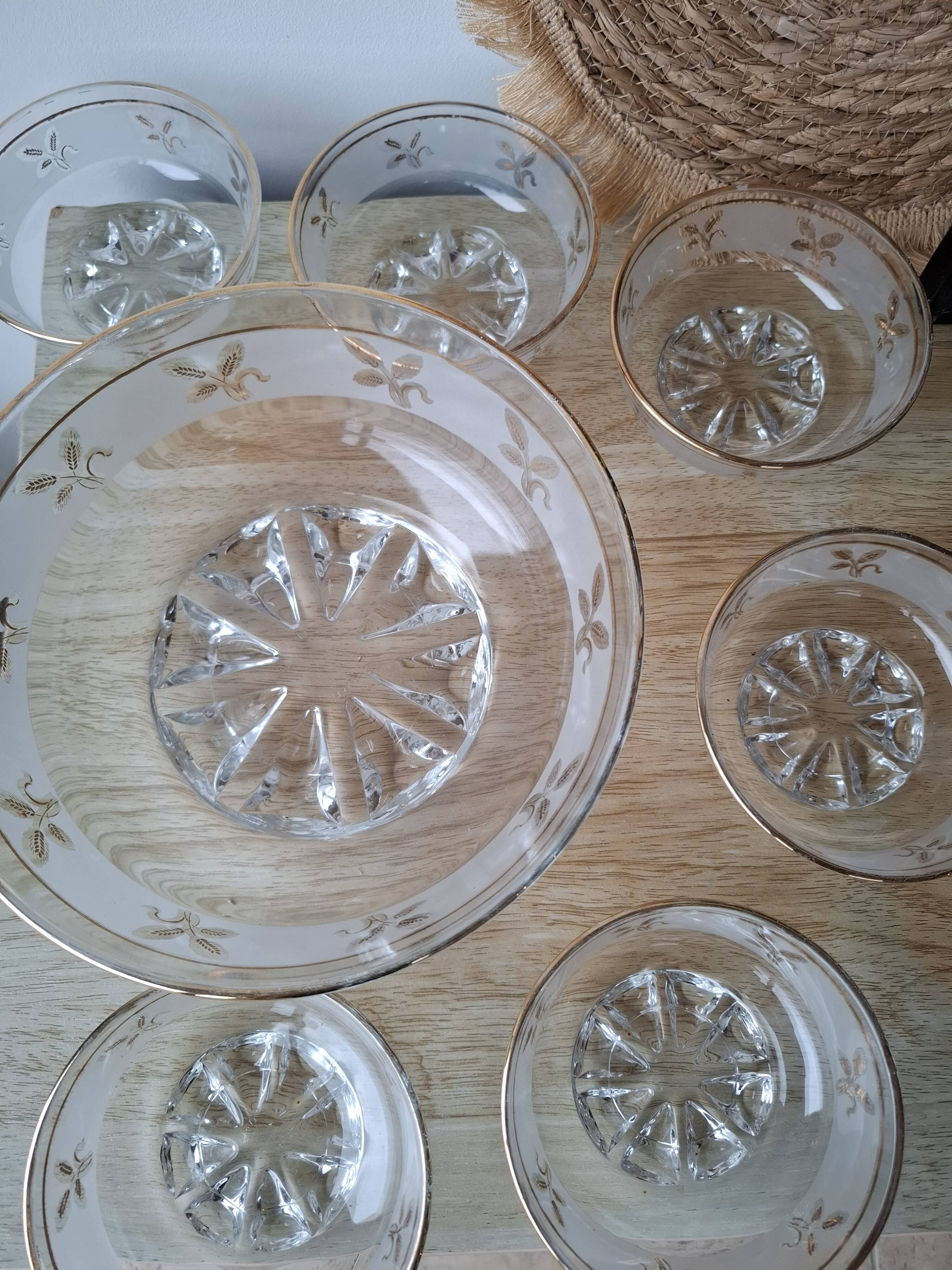 Vintage dessert service in cut glass