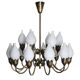 Fog & Mørup 18-Arm Brass and Opaline Glass Tulip Chandelier
