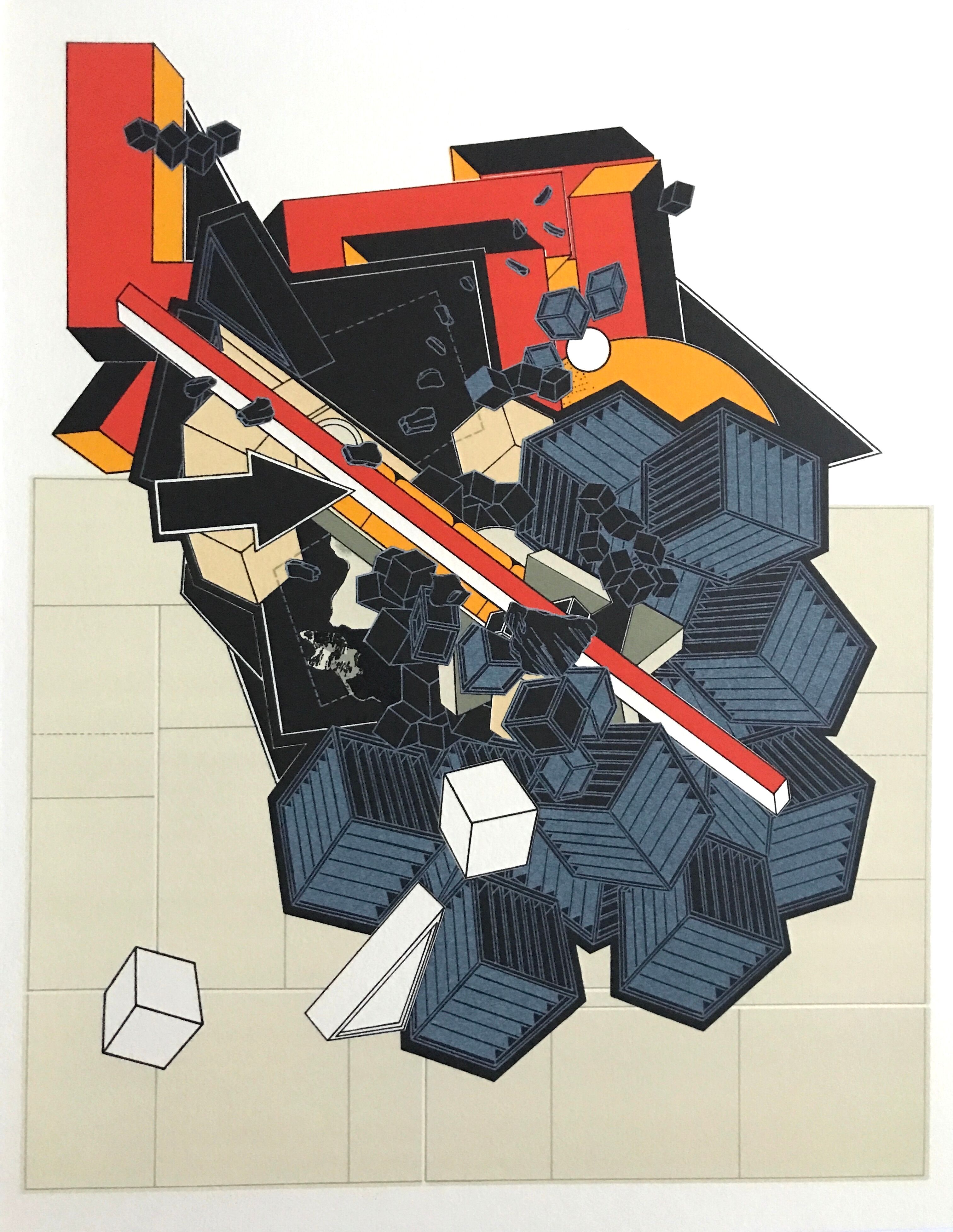 Lithographie d'Alain Le Yaouanc, la terre, 1978