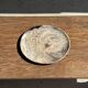 Petrified wood catchall or dish, grey with black rim, D29.5x25.5 -3321