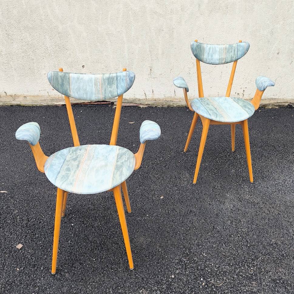 Pair of wooden armchairs, 1960