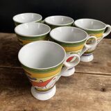 Sublime set of 6 Art Deco coffee/tea cups (circa 1930)