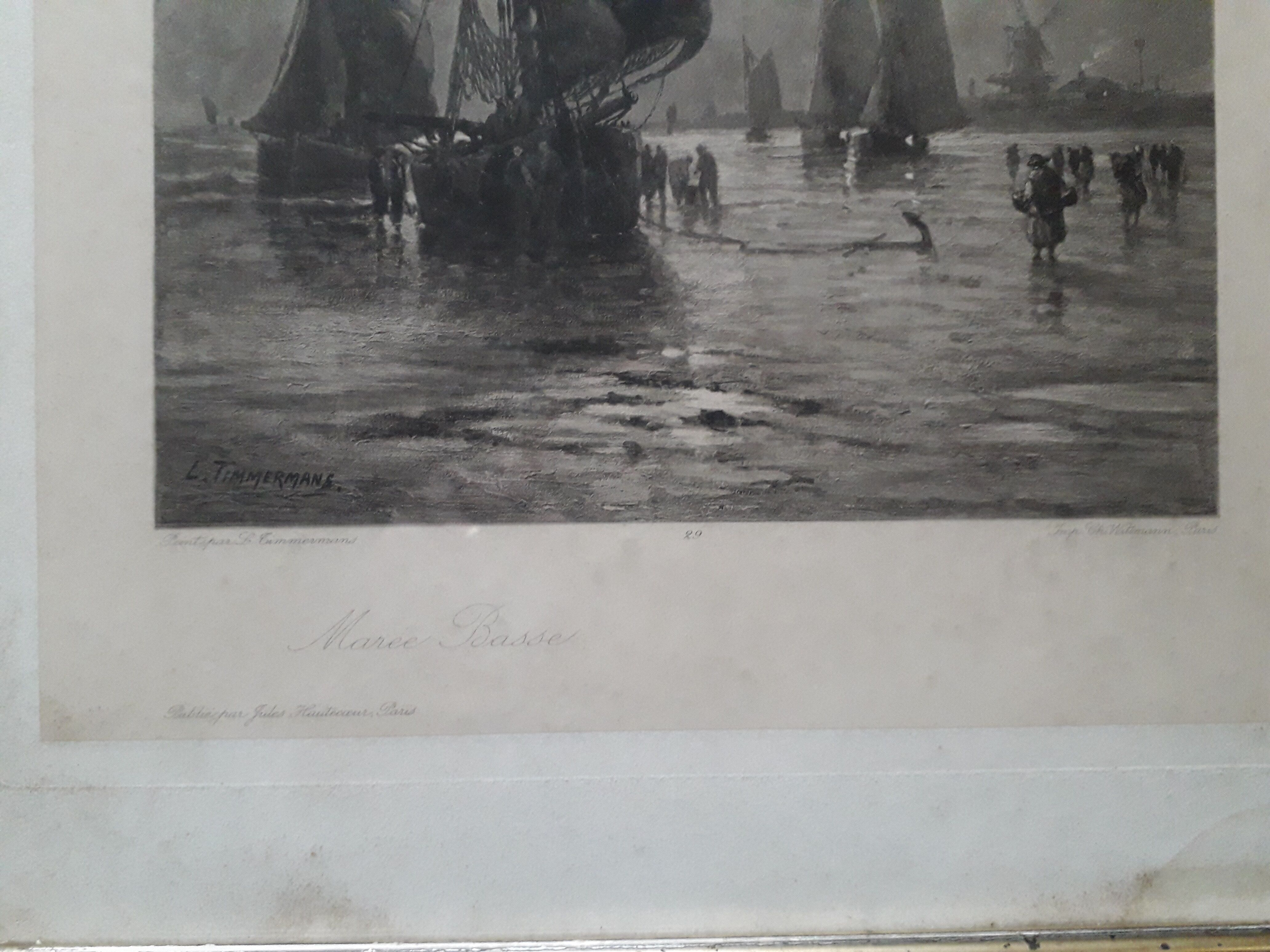 Gravure ancienne marine de Louis Timmermans