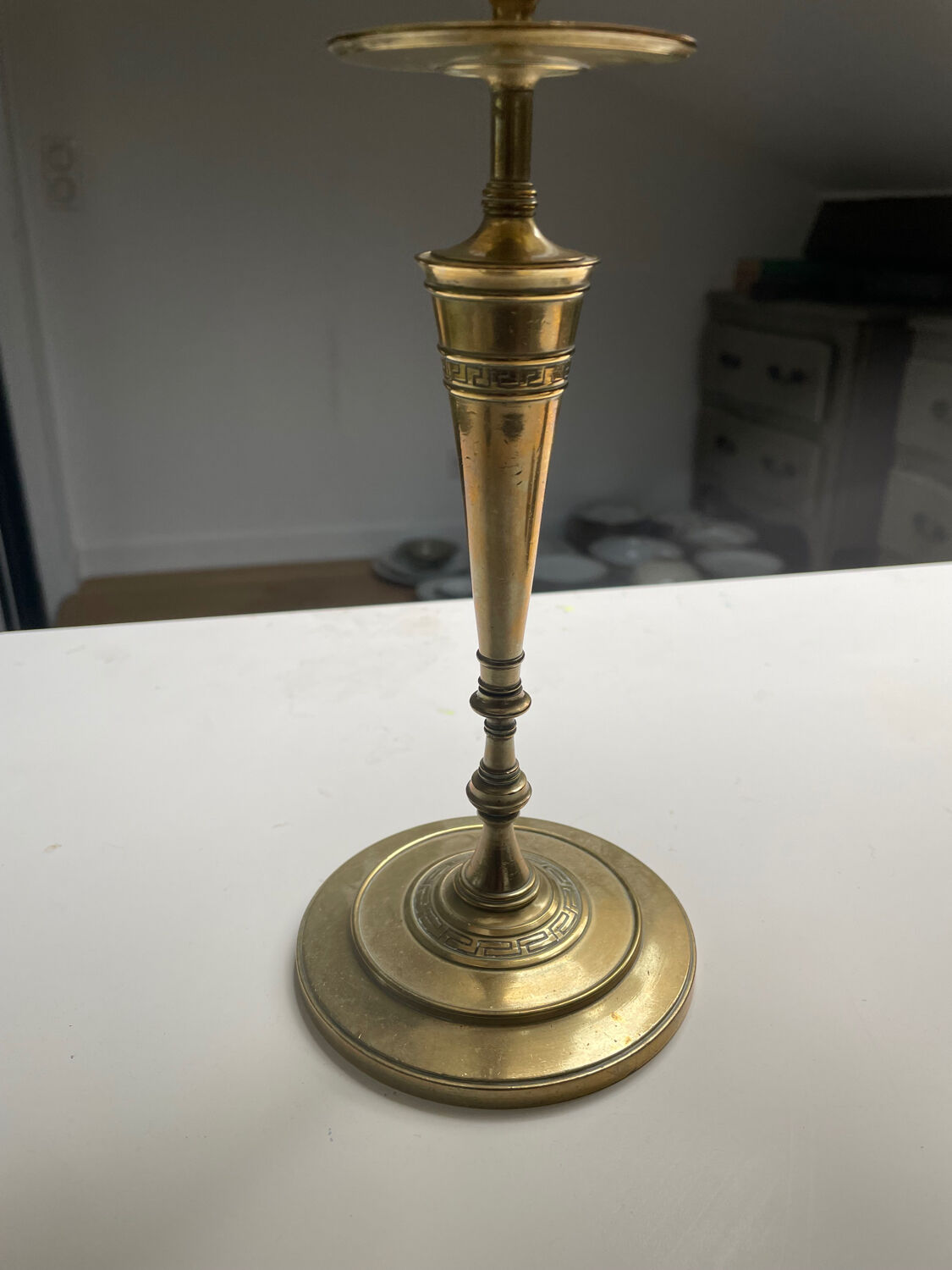 Pair of brass lamps