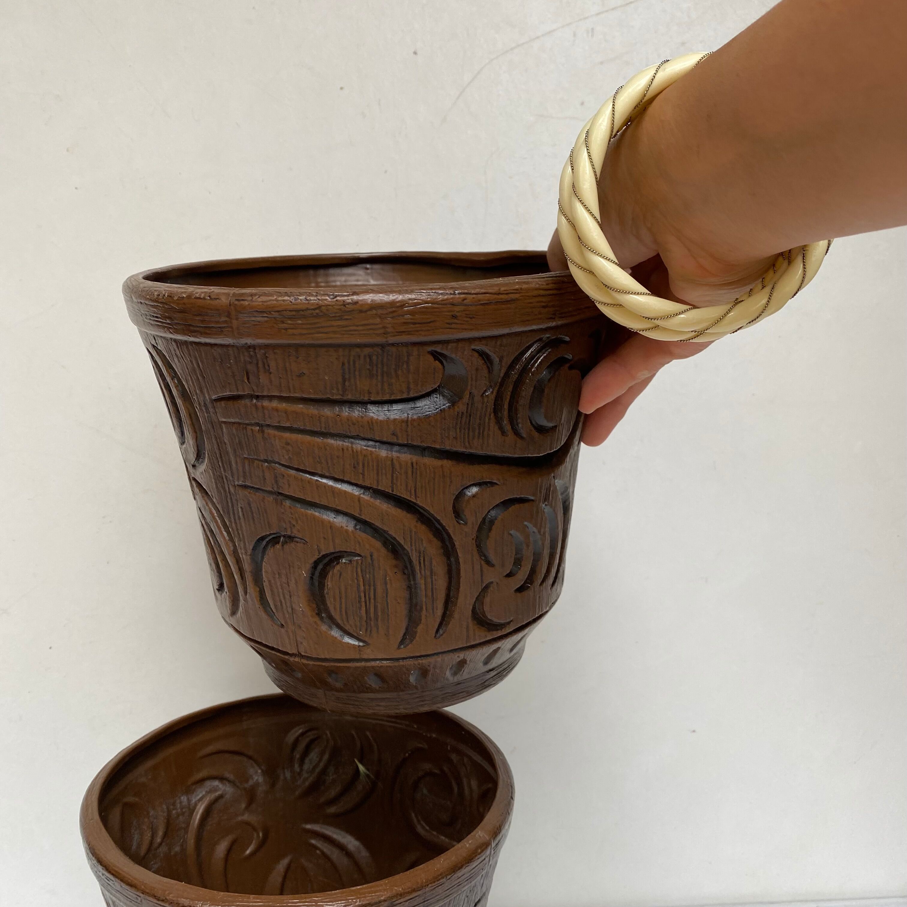 Caches pots vintage plastique Chatelain