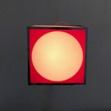 Cubic Red and White Plexiglass and Metal Pendant, Italy