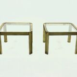 Set Model T09 Brass and Glass Side or Coffee Tables by Peter Ghyczy 1970s